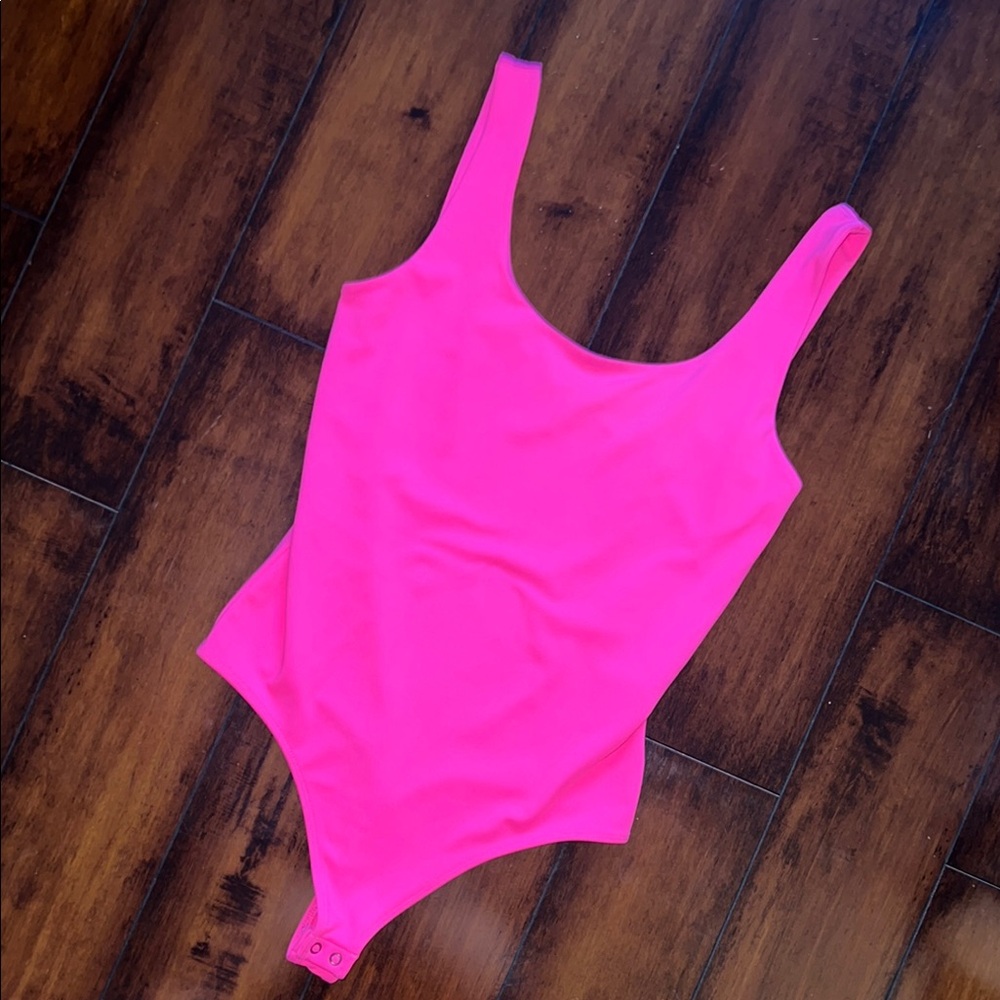 Express Neon Pink Scoop Neck Bodysuit